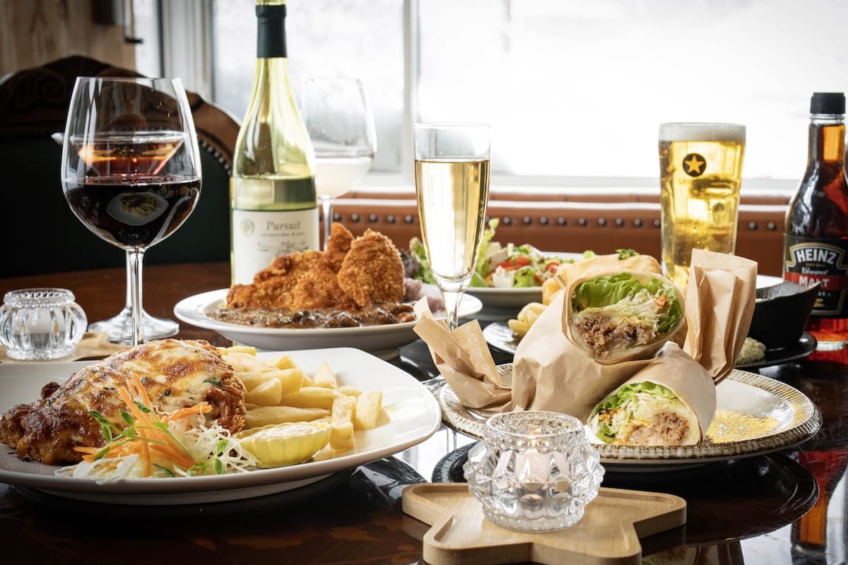 Full dinner spread at Blue Star Cafe